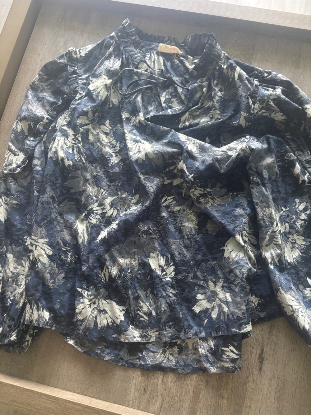 Elan Navy and White Floral Button-Down Shirt